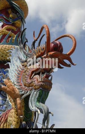 Chinese/Thai dragon naga temple under construction, Suphanburi/Suphan Buri, Thailand Stock Photo