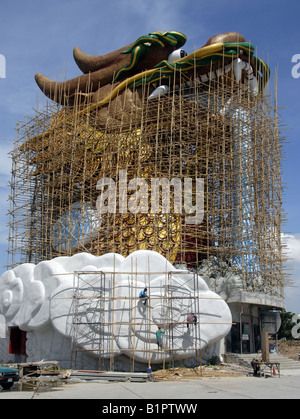 Chinese/Thai dragon naga temple under construction, Suphanburi/Suphan Buri, Thailand Stock Photo