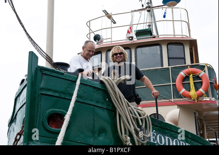 Old Wooden Ferry Stock Photo