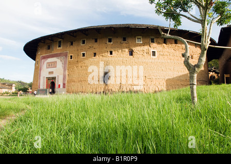 China Fujian Province Hakka Tulou round earth buildings on the Unesco World Heritage Site July 2008