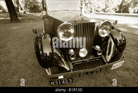 A 1934 Rolls-Royce 20/25 Sports Salon automobile shot in a park like setting. Stock Photo