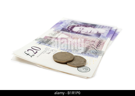 new 20 pound note isolated on white with clipping path Stock Photo