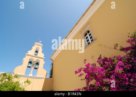 Bell tower in Paleokastritsa Monastery also known as Theotokos Monastery, greek island of Corfu Stock Photo