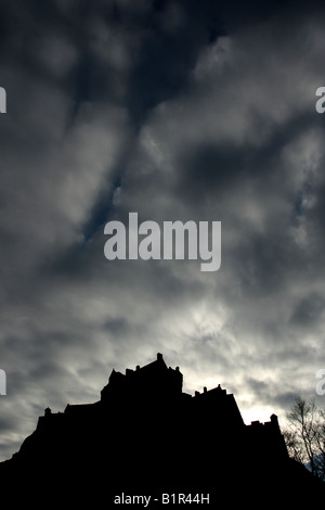 City of Edinburgh, Scotland. Silhouetted sunrise view of Edinburgh Castle on Castle Rock. Stock Photo