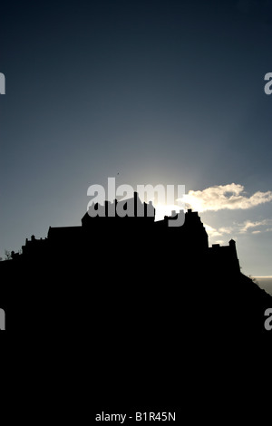 City of Edinburgh, Scotland. Silhouetted sunrise view of Edinburgh Castle on Castle Rock. Stock Photo
