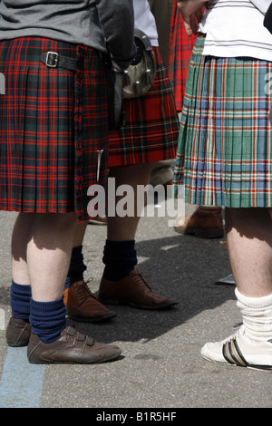 scottish rugby fans wearing tartan kilts Stock Photo - Alamy