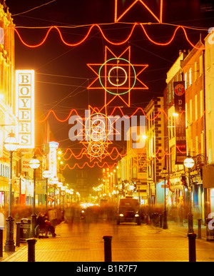 Dublin, Co Dublin, Ireland, Christmas Decorations on Talbot Street Stock Photo