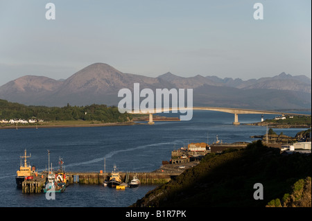 Skye Bridge over Loch Alsh connecting the Isle of Skye to the island of Eilean Ban. Scotland Stock Photo