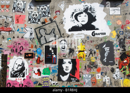 London mural graffiti festival Leake Street, Waterloo. Graffiti street art exhibition,  created by Banksy Graffiti Artist. England 2008 2000s UK Stock Photo