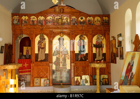 interior of the church of Agia Pelagia on the Island of Crete in Greece Stock Photo