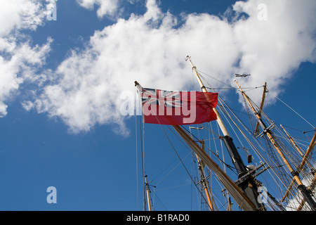 The red ensign flag flying on ship Stock Photo