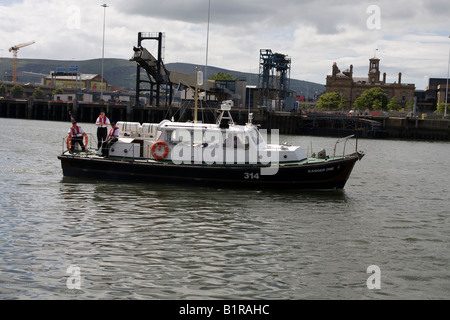 Harbour police patrol boat on the rivewr Lagan in Belfast Northern Ireland Stock Photo