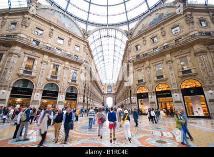 People inside Galleria Vittorio Emanuele 2nd Milan Italy Stock Photo