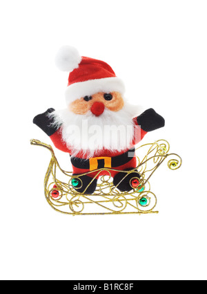 Santa Claus in sledge on white background Stock Photo