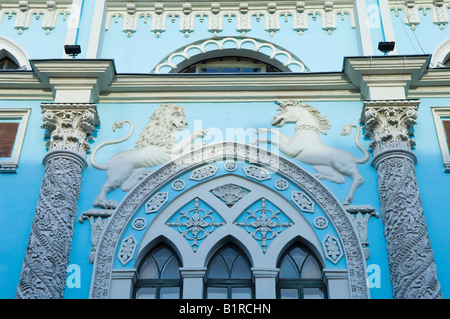 Gothic style facade of the Synodal Printing House Nikolskaya Ulitsa Moscow Russia Stock Photo