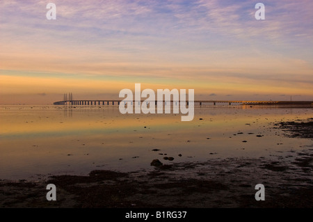 View of the Oresund Bridge connecting Copenhagen with Limhamn, Malmo, Sweden, Scandinavia, Europe Stock Photo