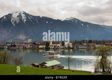 View over Lake Tegernsee, Rottach-Eggern, Bavaria, Germany, Europe Stock Photo