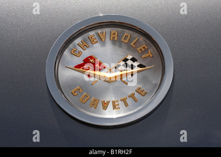 Chevrolet Corvette Stingray emblem, Jim Clark Revival Historic Grand Prix 2008, Hockenheim, Baden-Wuerttemberg, Germany, Europe Stock Photo