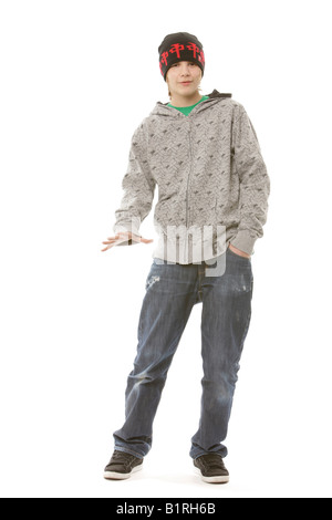 13-year-old boy wearing a cool outfit Stock Photo