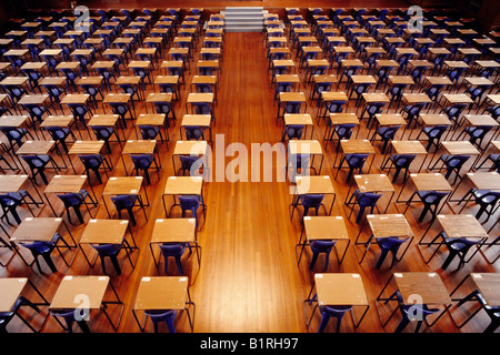 Empty lecture hall viewed from above, University of Cape Town, UCT, Cape Town, Cape Province, South Africa Stock Photo