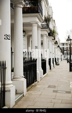 House entrances along a street, Kensington, London, Great Britain, UK, Europe Stock Photo