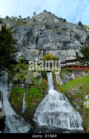 St. Beatus Caves site and waterfalls in Berner Oberland, Canton of Bern, Switzerland, Europe
