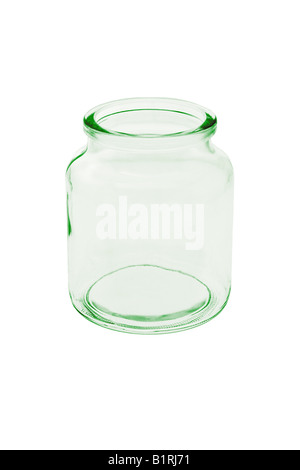 Empty glass jar on white background Stock Photo