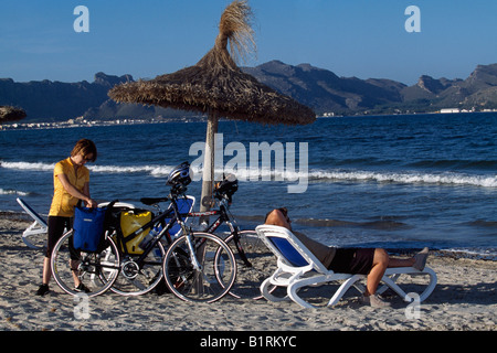 Beach of Can Picanfort, Bahia de Alcudia, Majorca, Spain Stock Photo