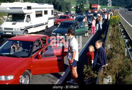 Traffic jam, Tauern Autobahn, State of Salzburg, Austria Stock Photo