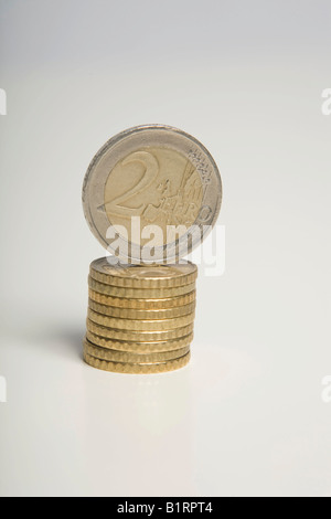 Stacked Euro coins Stock Photo