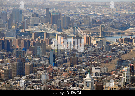 Manhattan - and Brooklyn Bridge, picture taken from Empire State Building, Manhattan, New York City, USA Stock Photo