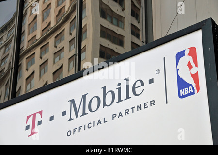 Billboard advertising T-Mobile as the official sponsor of the National Basketball Association, NBA, Madison Square Garden, Manh Stock Photo