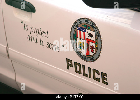 Los Angeles Police Department seal on a LAPD cop car Stock Photo