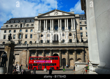 Bank of England, London under blue skies in colour Stock Photo