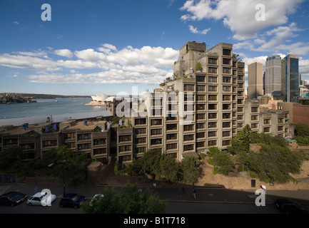 Sirius apartment building, public housing with million dollar views of Sydney Harbour and an example of brutalist architecture Stock Photo