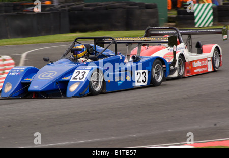 V de V UK Juno SSE and Norma M20F Sports Racing Cars in Brittens Corner at Oulton Park Motor Racing Circuit Cheshire England Stock Photo