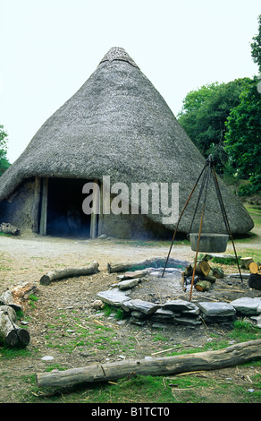 Celtic Iron Age Roundhouse Reconstructed On Original Foundations At 