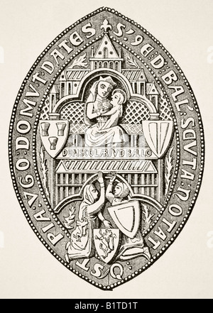 Seal of Balliol College, founded 1269 Oxford.  From Science and Literature in The Middle Ages Stock Photo