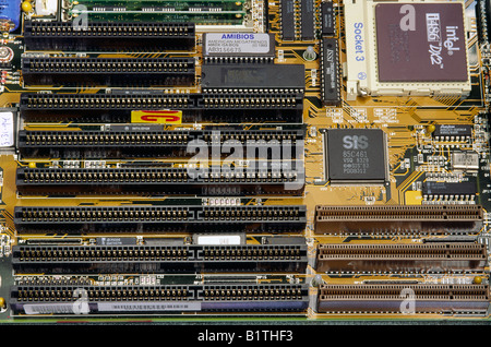 Intel motherboard with i486 DX2 processor, circa 1992 Stock Photo