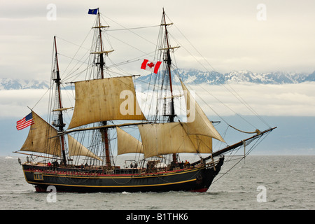 Replica of The Bounty tall ship in Juan de Fuca Strait Victoria British Columbia Canada Stock Photo