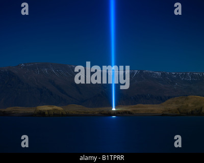 Imagine Peace Tower, Videy Island Reykjavik Iceland Stock Photo