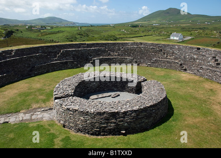 Cahergall Stone Fort, Cahirciveen, Co Kerry, Ireland Stock Photo