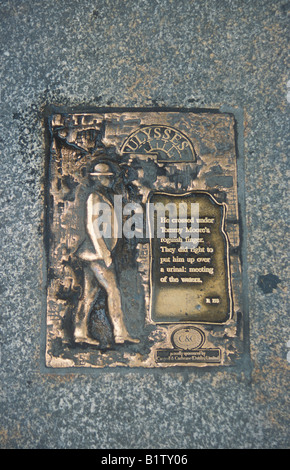 Ireland Dublin Plaque of character Leopold Bloom from James Joyce  novel Ulysses Stock Photo