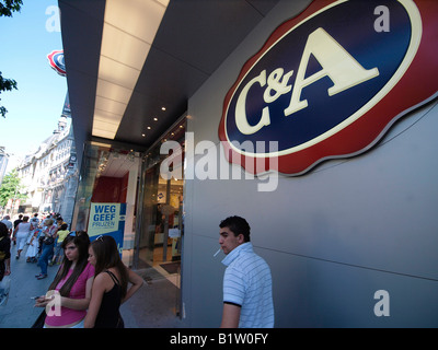 young people at the C and A clothing store on the Meir in Antwerp Belgium logo visible Stock Photo
