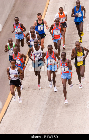 Elite runners compete in the annual Rock 'N Roll Marathon, held annually in June, in San Diego, California. Stock Photo