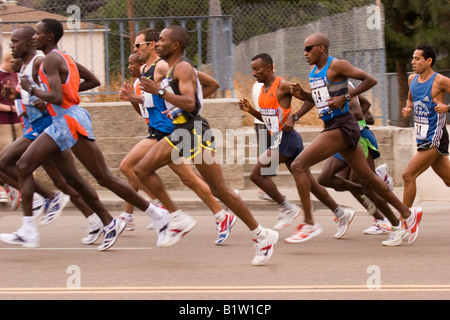 Elite runners compete in the annual Rock 'N Roll Marathon, held annually in June, in San Diego, California. Stock Photo