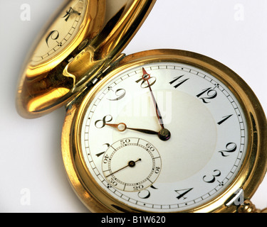 TIME CONCEPT: Golden Pocket Watch Stock Photo