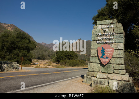 National Park Service welcome sign to Pinnacles National Monument, California, USA Stock Photo