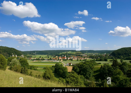 Europe Germany Upper Bavaria valley of river Altmuehl village Dollnstein Stock Photo