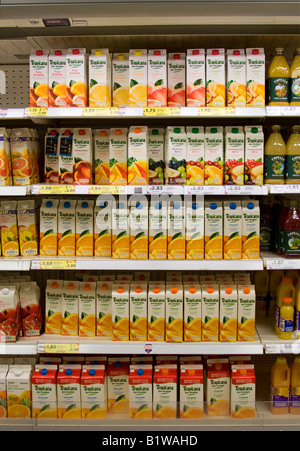 Tropicana fruit juice chiller - Tesco Express supermarket - Goodge Street - London Stock Photo